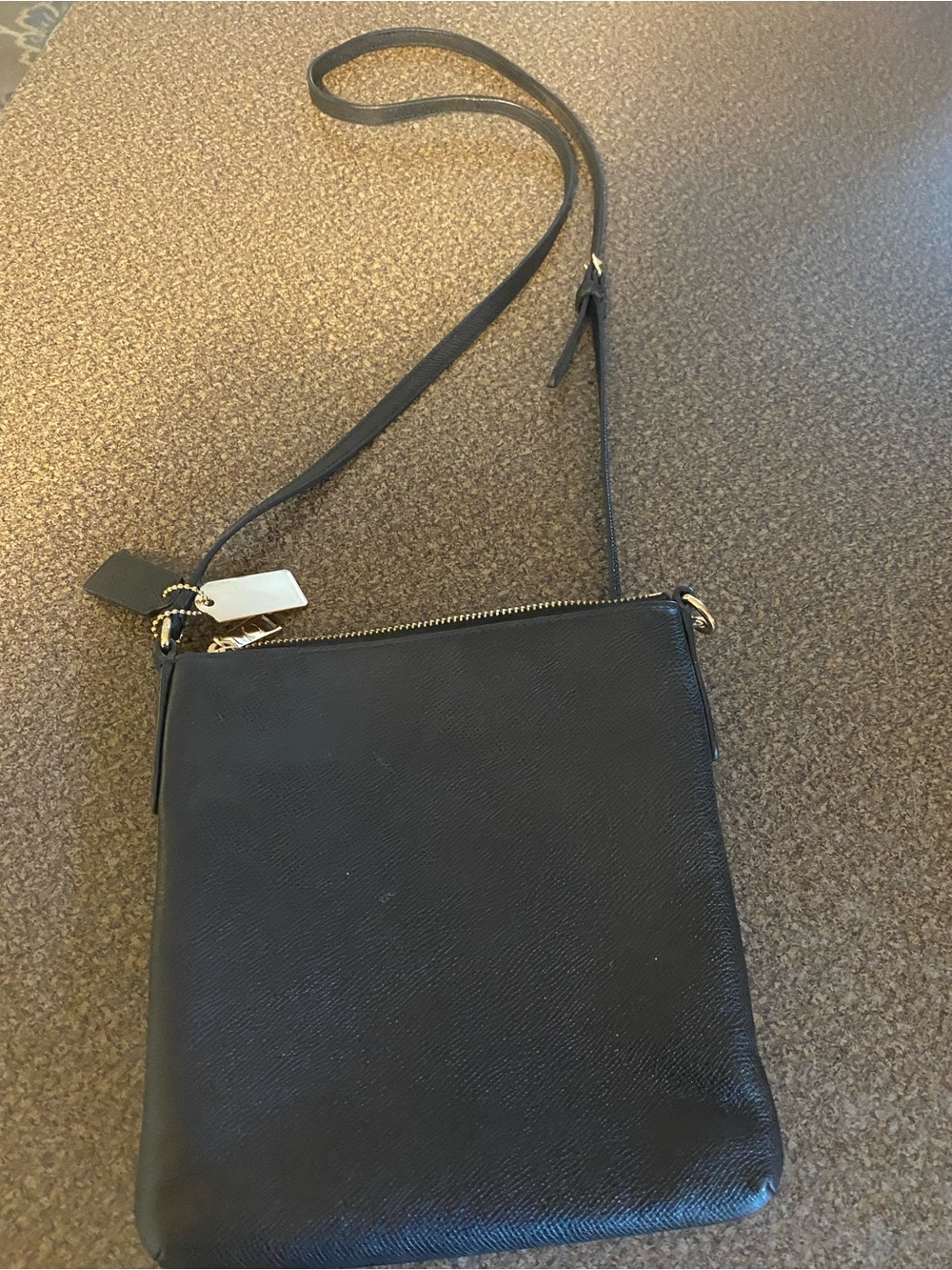 Coach Black Leather Crossbody with Gold-Tone Logo - Picture 2 of 7